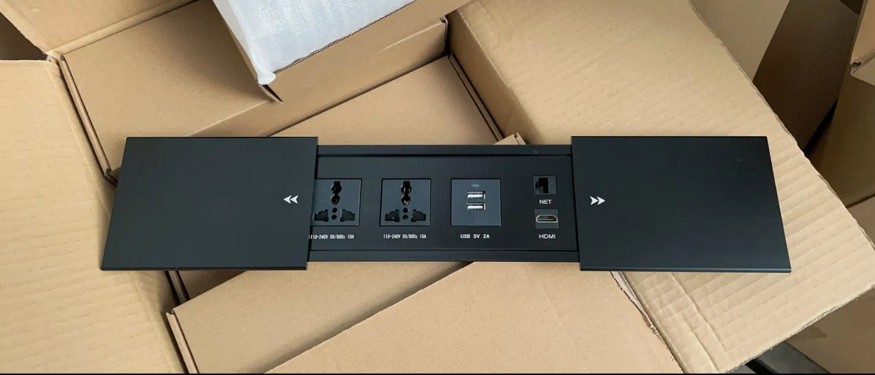 Sliding Desk & Table Power Socket with USB Charging, HDMI & RJ45 Ports